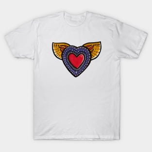 Sacred Heart with wings - Mexican Milagro style doodle T-Shirt